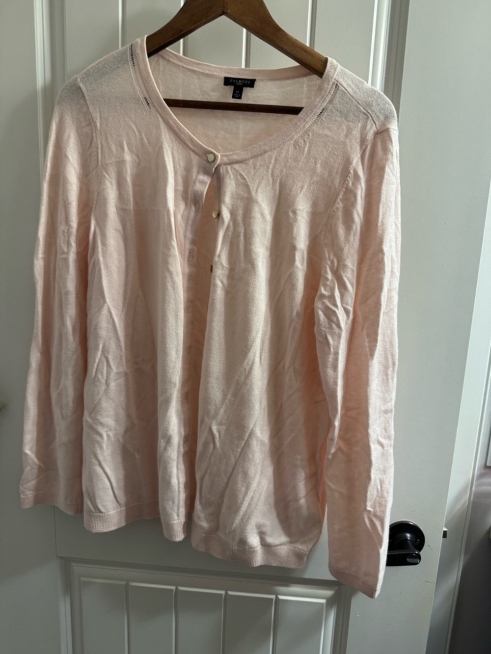 Talbots Light Pink Button-Front Lightweight Cardigan